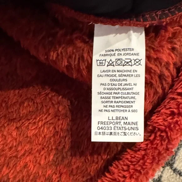 L.L. Bean Men's half Zip-Up Sherpa Fleece Sweater in Rich Coral / Rust XL‎ - Picture 6 of 12